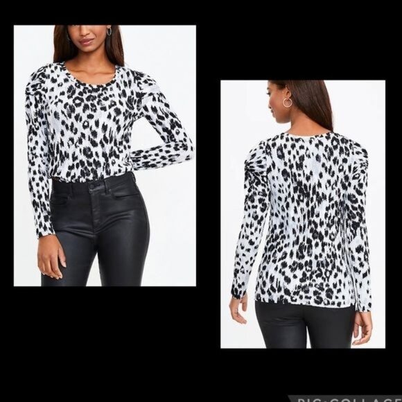 LOFT Tops - LOFT WOMEN Animal Print Twist Sleeve Top Small